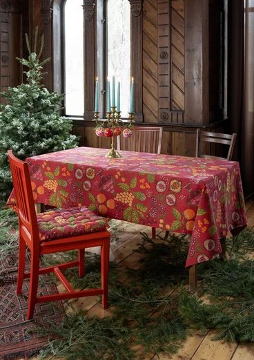 “Fruits” organic cotton tablecloth - tomato