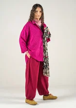 Woven “Olivia” puff pants in organic cotton - red cabbage