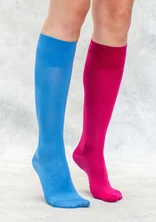 Einfarbige Kniestrümpfe aus recyceltem Polyamid - meeresblau