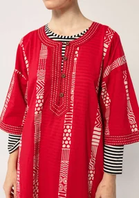 Kaftan "Ghana" i ekologisk bomull - vallmo