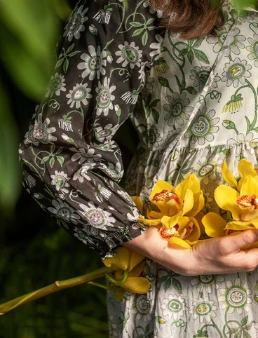 Vävd klänning "Floria" i ekologisk bomull - mörk askgrå melange