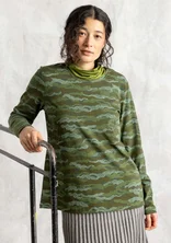 “Mona” jersey top in organic cotton/spandex - forest green/patterned