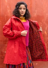 “Judit” woven organic cotton parka - parrot red