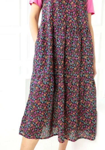 Kleid „Bouquet“ aus Öko-Baumwollgewebe - schwarz