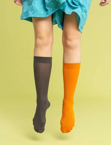 Striped knee-highs in recycled nylon - ash grey
