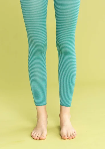 Gestreifte Leggings aus Recycling-Polyamid - aqua-taubenblau