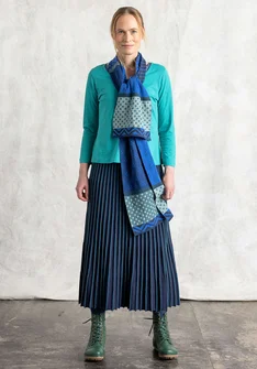 Knit skirt in organic/recycled cotton - dark indigo/dark petrol blue