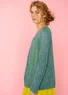 “Luisa” linen/recycled cotton pointelle cardigan (aqua green XXL)