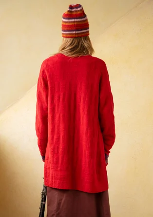 “Capella” lambswool coatigan - tomato/melange