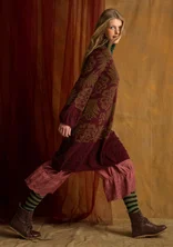 “Anila” patterned, knitted organic cotton dress - aubergine