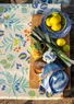 “Olives” tablecloth in organic cotton (sea blue One Size)