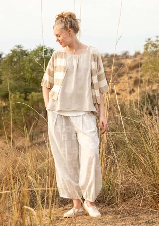 Cardigan in linen/recycled cotton - feather/natural