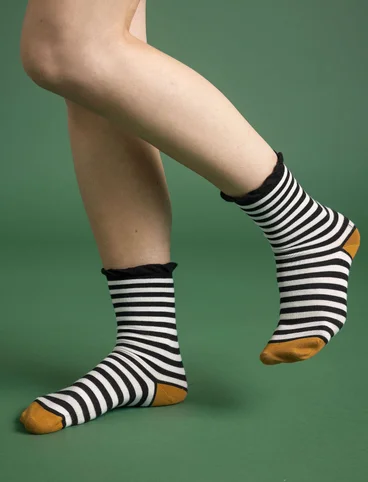 Striped organic cotton socks - black
