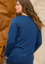 “Ellen” striped/solid-colored jersey tunic in organic cotton/modal - ink blue/patterned