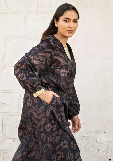 Vävd klänning "Seaweed" i ekologisk bomull - svart