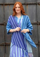 “Fernanda” wrap cardigan in organic cotton - sea blue