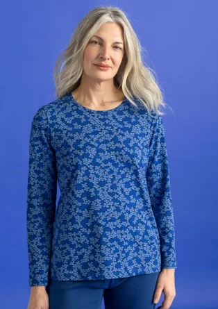 Top en jersey « Ylva » en coton biologique/�élasthanne - bleu lin/motif