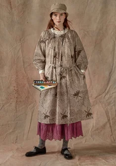Geweven jurk "Krita" van biologisch katoen - donkernaturel