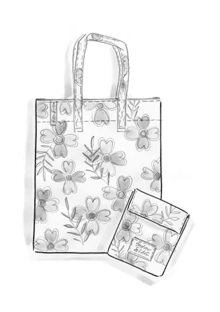 “Peggy” folding shopping bag in recycled polyester - hibiscus