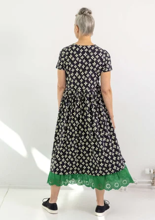 “June” organic cotton jersey dress - black/patterned