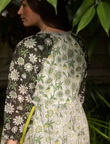 “Floria” woven organic cotton dress - dark ash grey melange