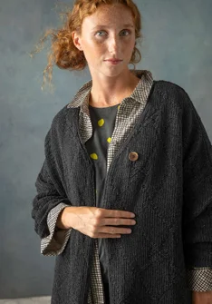 Strickjacke „Thessaloniki“ aus Recycling-Wollgemisch - dunkelaschgrau-melange