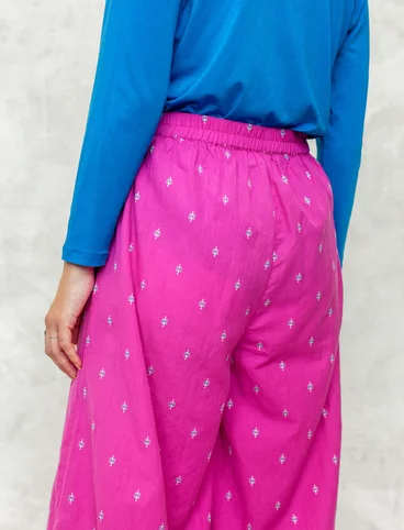Pantalon tissé à motifs "Signe" en coton biologique - rose sauvage