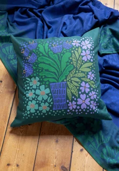 “Gnistra” cushion cover in organic cotton - bottle green