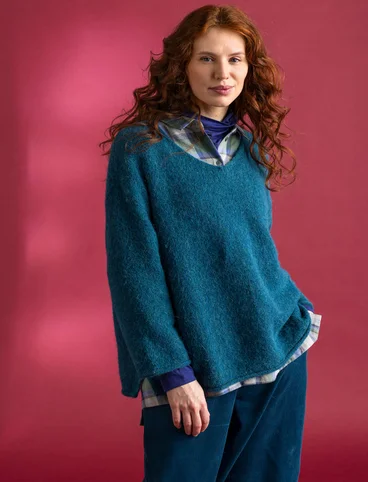 Sweater in an alpaca blend - dark petrol blue/melange