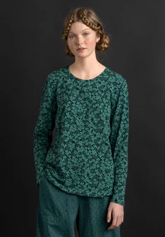 Top en jersey « Ylva » en coton biologique/élasthanne - malachite/motif