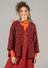 Woven “Bodil” blouse in linen - aubergine/mønstret