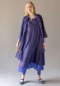 “Melody” woven dress in organic cotton/silk - midnight blue