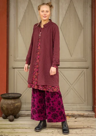 “Värmland” woven shirt dress in organic cotton - aubergine