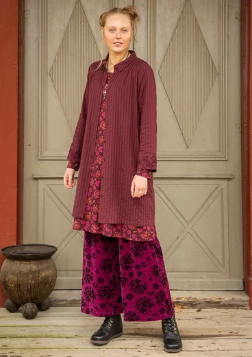 “Värmland” woven shirt dress in organic cotton - aubergine