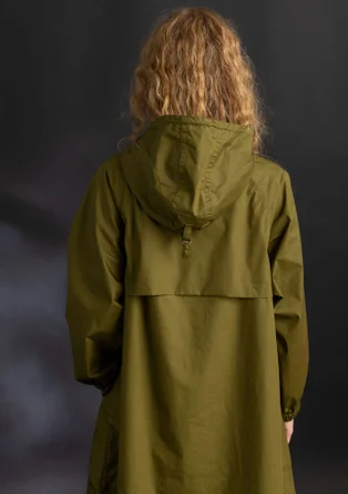 “Hedda” woven organic cotton raincoat - dark olive