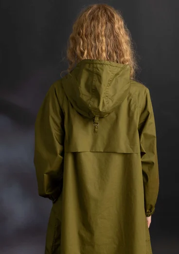 Veste de pluie ”Hedda” en coton biologique tissé - olive foncé