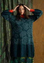 “Anila” patterned, knitted organic cotton dress - dark jade