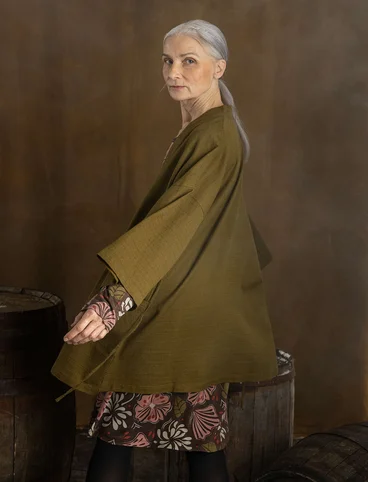 Kimono "Georgia" en coton biologique - olive foncé
