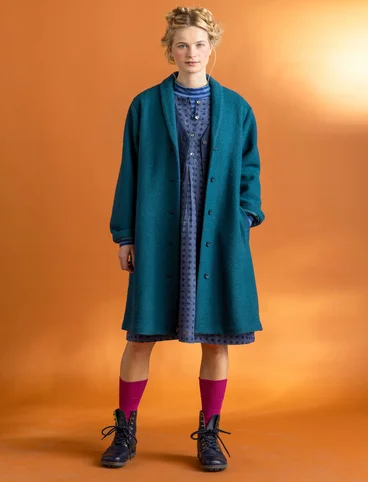 Coat in a wool blend - dark petrol blue