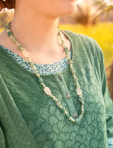 Collier « Strandfynd » en verre recyclé/céramique recyclée - algue marine