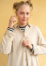 “Värmland” woven shirt dress in organic cotton - dark natural