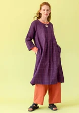 “Vera” woven dress in linen - lake/patterned