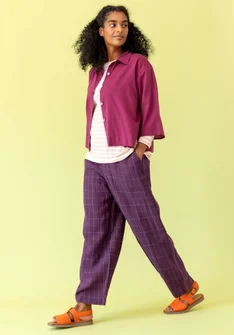 “Vera” woven linen trousers - lake/patterned