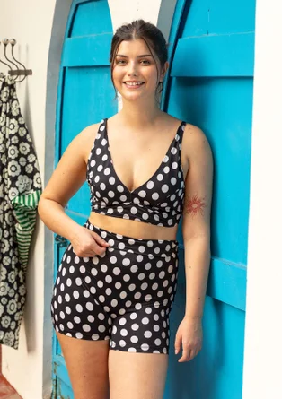 Haut de maillot de bain "Sunshine" en polyamide recyclé/élasthanne - noir/motif