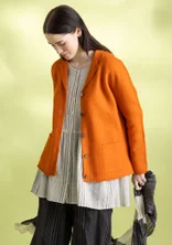 Gestrickter Blazer aus gefilzter Bio-Wolle - gebranntes orange