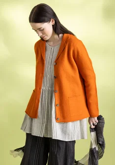 Blazer en maille de laine biologique feutrée - orange brûlée