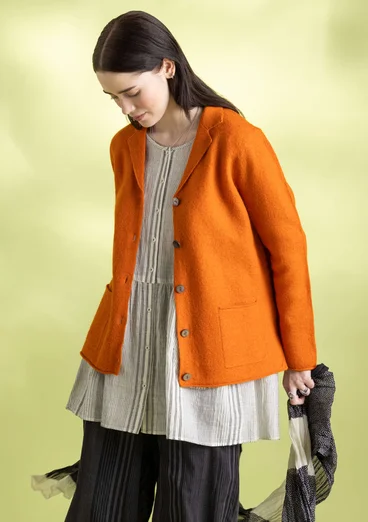 Knit blazer in felted organic wool - burnt orange