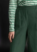 Vevd bukse «Asta» i lin - mørk grønn