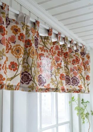 “Wild rose” linen/cotton curtain valance - henna