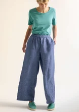 Pantalon tissé "Seraj" en lin - campanule clair